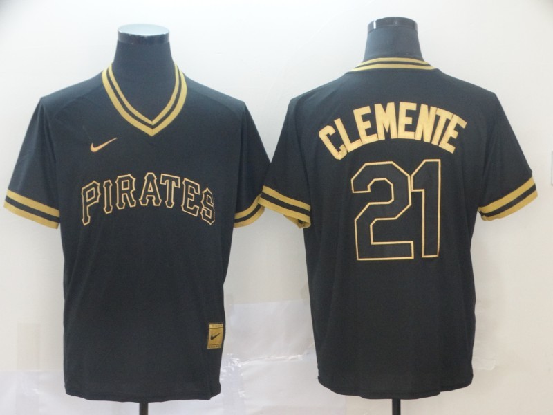 Men's Pittsburgh Pirates Roberto Clemente #21 Black Alternate Jersey